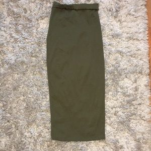 Olive green tight maxi skirt